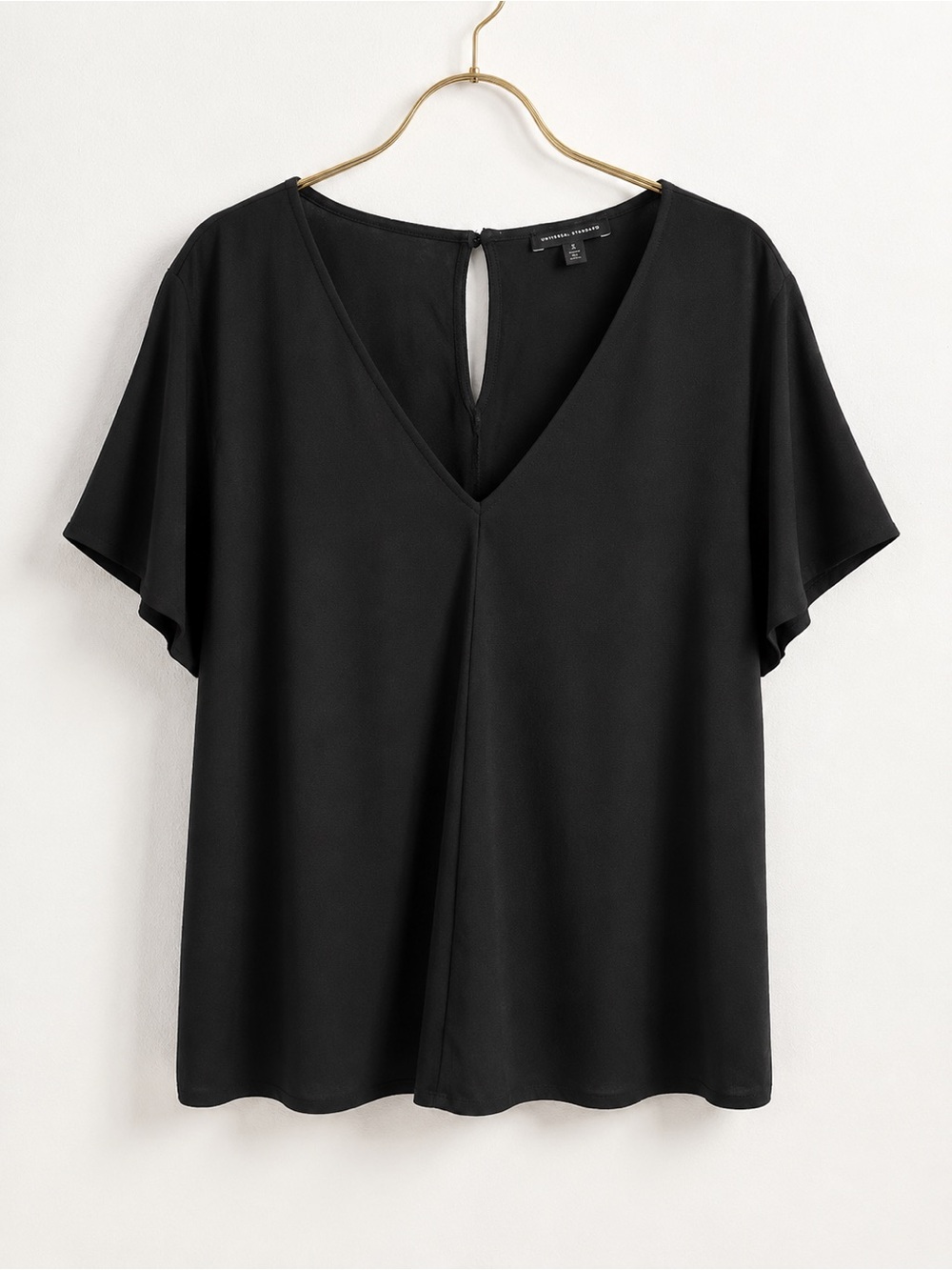 Universal Standard Lansbury Crepe Jersey Blouse Black S 14/16